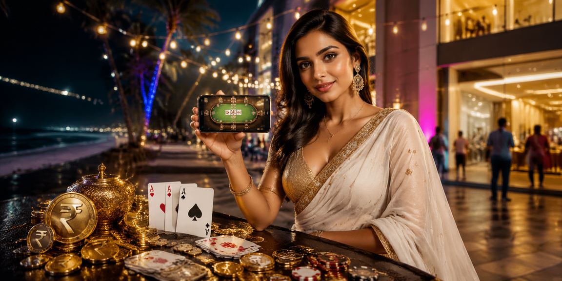 Indian woman playing card games, highlighting Teen Patti and Andar Bahar local games
