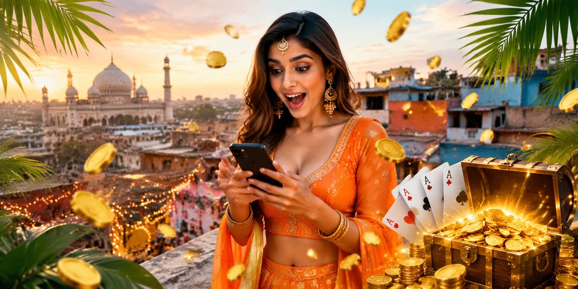 Players enjoying online card games like Rummy on a beachside device in India